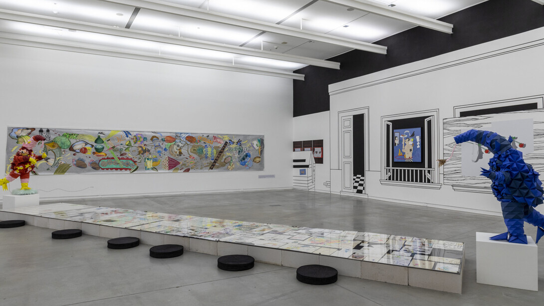 Varios artistas, Dibujar es crear mundos, vista de exhibición. Cortesía del Museo de Arte Moderno de Buenos Aires