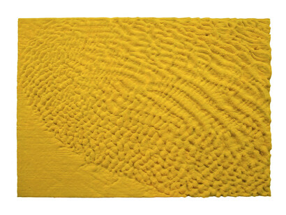 Loris Cecchini, Stratashades (yellow), 2014, Synthetic Felt and iron, 200 x 140 x 9 cm / 78.7 x 55.1 x 3.5 in