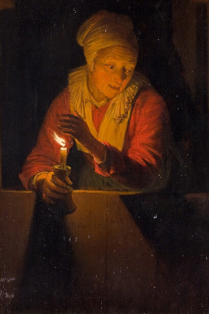 Gerrit Dou, Alte frau mit kerze, 1661. Courtesy of Hamburger Kunsthalle