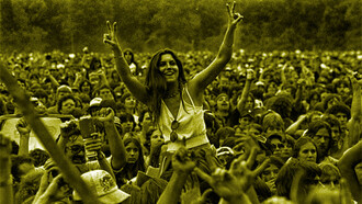 Crowd at the Woodstock festival in 1969