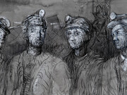 Pitboys at the pithead
Henry Moore
1942
Pencil, wax crayon, pen and ink and wash
on paper
The Hepworth Wakefield
© The Henry Moore Foundation, UK