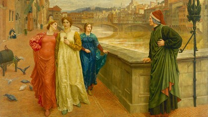 Henry Holiday, Dante incontra Beatrice al ponte di santa Trinita (1882 ca.). L'innamoramento di Dante per la sua Beatrice, descritto nella Vita Nova, ed il successivo incontro raffigurato nel quadro hanno ispirato Daniele Trucco nella stesura della storia di due dei quattro fratelli protagonisti della sua canzone.