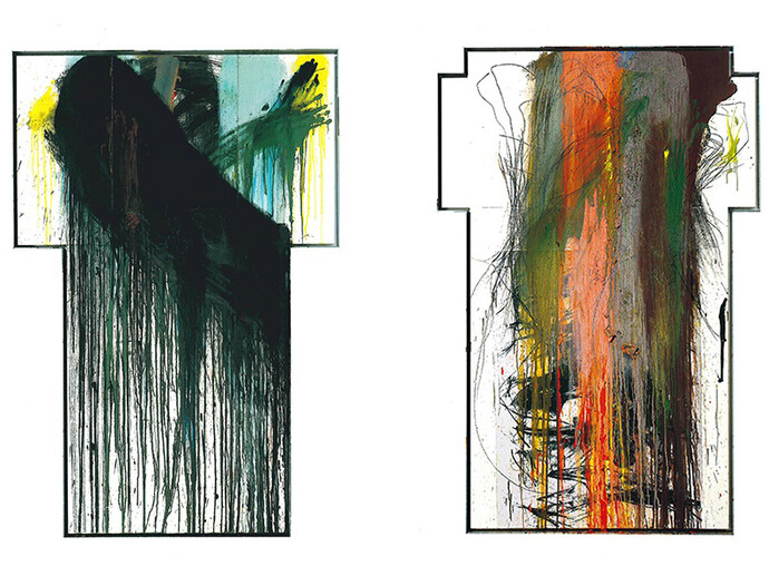 Arnulf Rainer, Croce, 1988-89,olio su tavola e Croce, 1988-89, olio e gessetto ad olio su tavola
