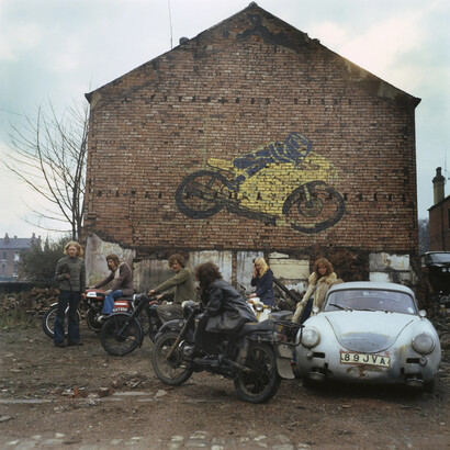 Peter Mitchell, The people of Kingston Racing Motors, Olinda terrace, Leeds, 1975. Courtesy of The Photographers' Gallery