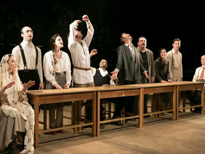 A moment from the play "Our Class" at the Cameri Theater in Tel Aviv