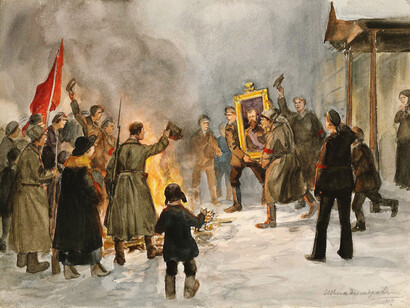 Ivan Alekseevich Vladimirov, Quema de águilas y retratos imperiales el 5 de marzo de 1917