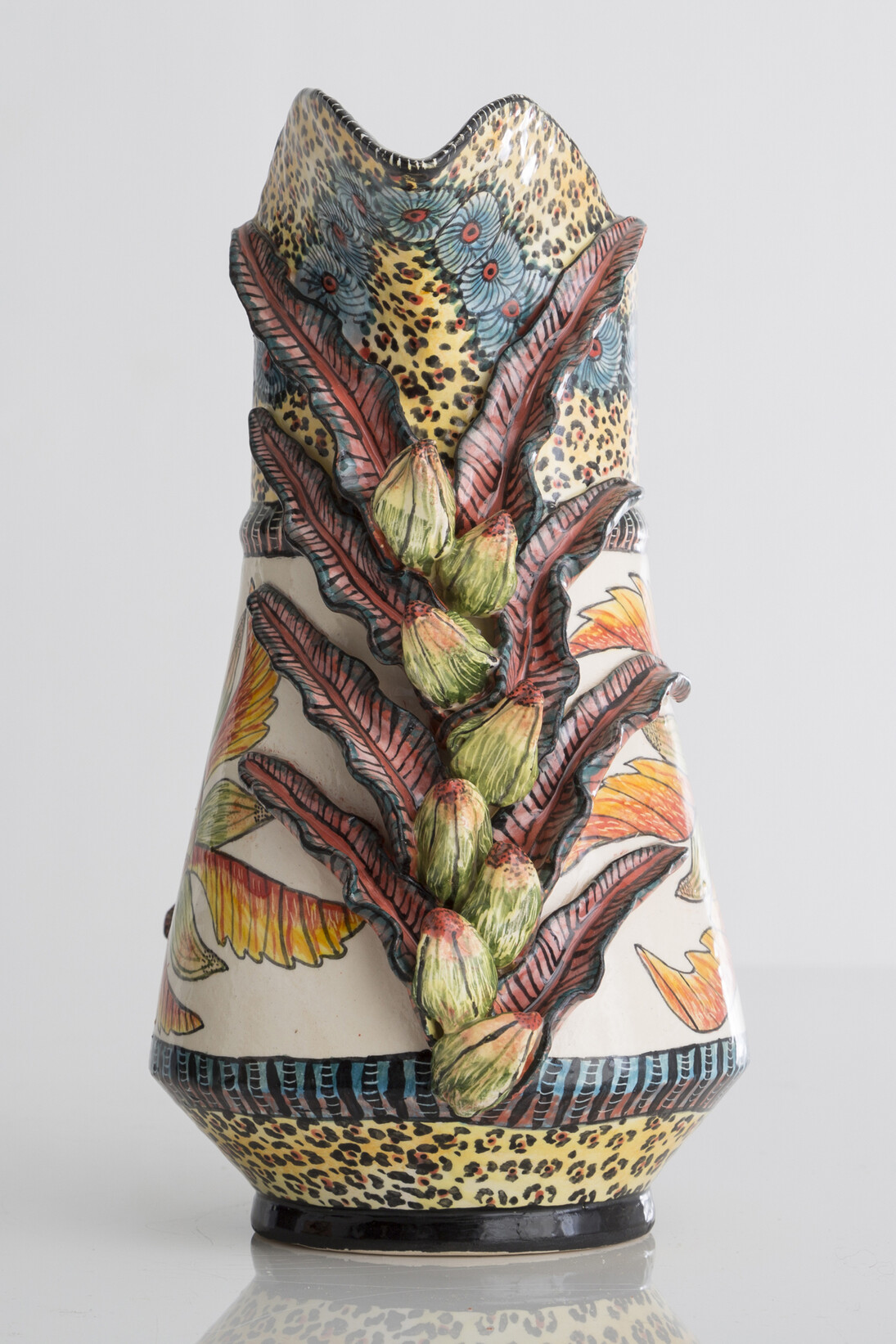Ardmore, Leopard Aloe jug. Designed and made by Ardmore, South Africa, 2013. 9.06" L x 4.72" W x 9.84" H / 23cm L x 12cm W x 25cm H. Photo by Joe Kramm/R & Company.