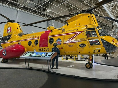 Vertical flight, exhibition view. Courtesy of Ingenium. The Canada Aviation and Space Museum