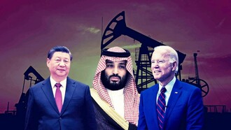From left to right, Xi Jinping, Mohammed bin Salman Al Saud, and Joe Biden battling in the energy market