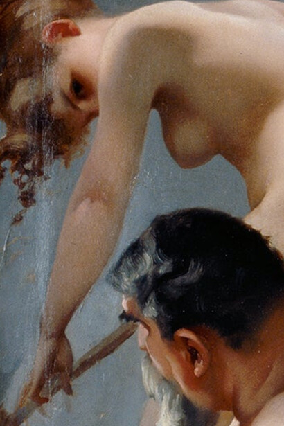 Detalle de "Brujas durante el Sabbath", óleo sobre madera, Luis Ricardo Falero, 1878