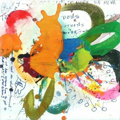 Dorothy Goode, Sharpie Looks for God #84 - 2014, Egg Tempera & Sharpie on Panel, 15 x 15 inches