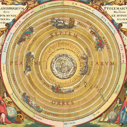 Modelo del universo geocéntrico según la teoría de Ptolomeo (1660)