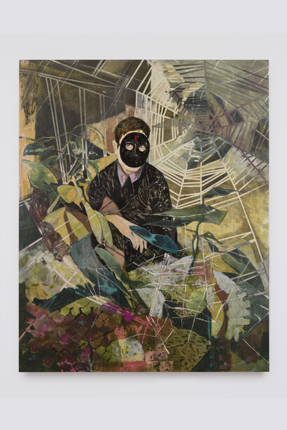 Hernan Bas, Contrary to popular belief, most people who are bitten suffer no serious damage, 2017, Acrylic on linen, 127 x 101,6 cm / 50 x 40 in. Courtesy Perrotin. Photo: Kei Okano