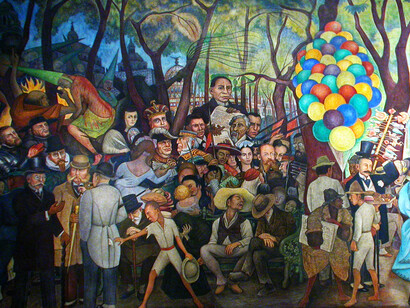 Diego Rivera, Sueño de una tarde dominical en la Alameda Central (detalle izquierda)