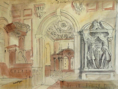 John Piper, Interior of St Peters Gayhurst, Buck