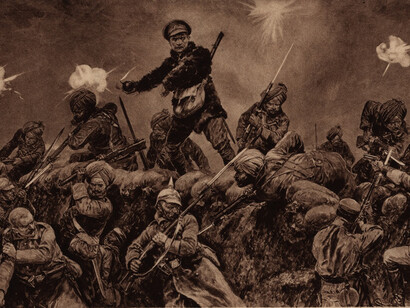 For the glory of the Raj: Indian troops charging the German trenches at Neuve Chapelle, March, 1915. An engraving after a painting by Richard Caton Woodville, Jr. (Courtesy of Nanaki and Sahib Collected Works)