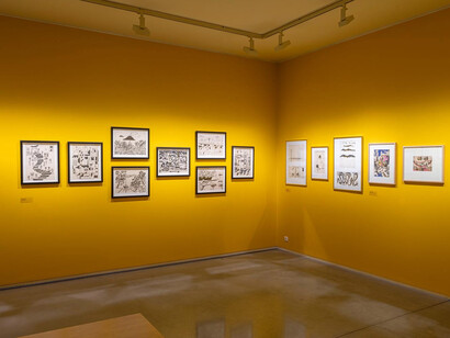 Adolf Hoffmeister, Cartoons. Illustrations. Collages, exhibition view. Courtesy of Danubiana