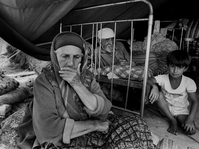 Azerbaijani refugees fleeing Karabakh during the 1992 war