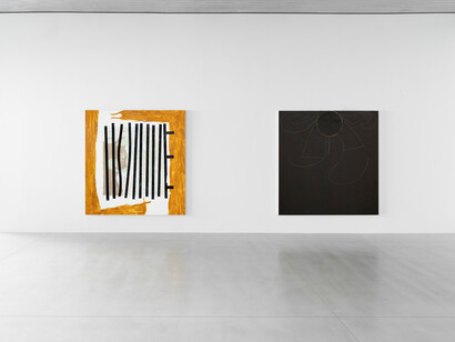 Charline von Heyl, vue de l’exposition. Avec l’aimable autorisation de la Galerie Xavier Hufkens