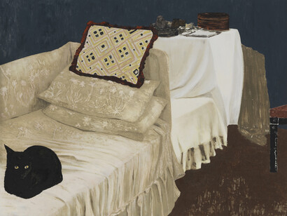 Mamma Andersson, Lyckokatt, 2014, Oil on panel, 47 7/8 x 63 inches (121.6 x 160 cm)