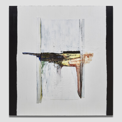 Pisces, 2018. acrylic, collaged canvas, canvas webbing, sisal rope and luan on linen. 90 x 86 inches (228.6 x 218.4 cm). Courtesy the artist and Peter Blum Gallery, New York.
 