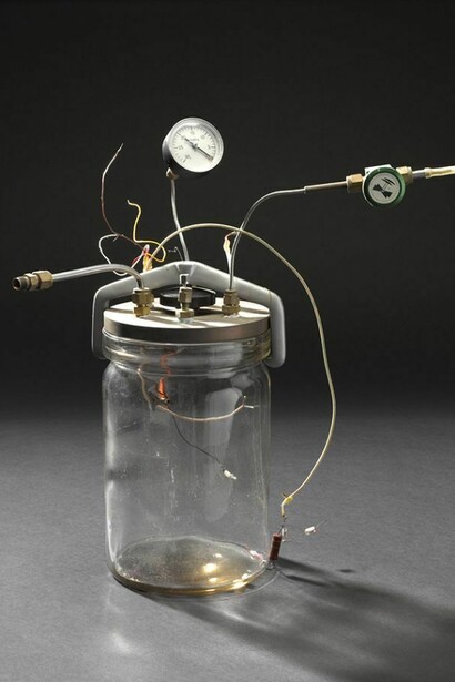 Home-made apparatus to test if a detector would work at Martian atmospheric pressure, made while Lovelock worked for NASA, c. 1960's, credit Science Museum