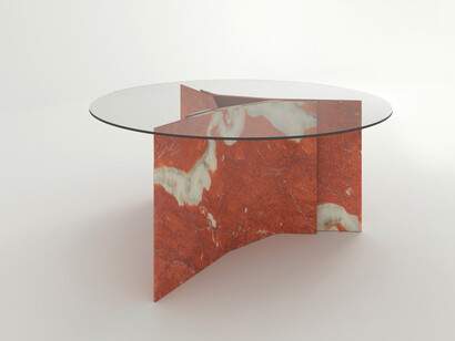 Baldessari e Baldessari, Tavolo Collezione Filo in marmo e vetro per Luce di Carrara