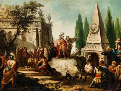 Johann Heinrich Schönfeld, Alessandro Magno al sepolcro di Achille, 1672