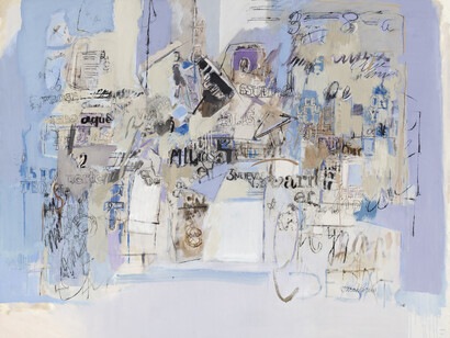 Sarah Grilo, Azul, 1984, oil on canvas, 51 x 63.75 in. 130 x 162 cm