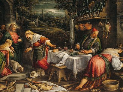 Il cibo è simbolo e veicolo della libido, la pulsione di vita, lo spirito vitale che permea ogni cosa (Cristo in casa di Marta, Maria e Lazzaro, Jacopo e Francesco Dal Ponte detti I Bassano)