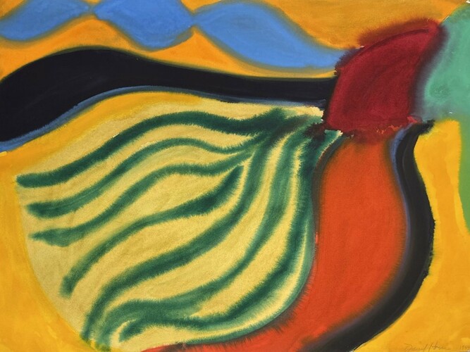 David Hayes, Plowed Field, gouache on paper, 19x22 in