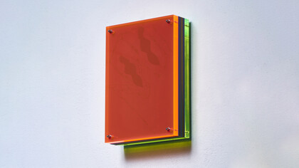 Francesco Candeloro, Linee inverse riflesse, 2019, Plexiglas, découpage and marker on paper and acetate, 29,7x21 cm (closed); 237,6x168 cm (open). Courtesy A Arte Invernizzi, Milano, ph. Lorenzo Ceretta, Vicenza
