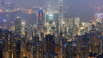 Panoramic view of Hong Kong by night