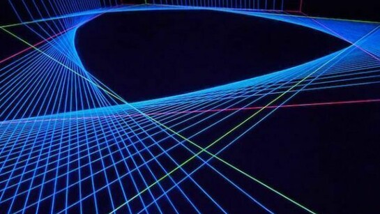 Jeongmoon Choi, Detail of Drawing in space – Transformation, 2013, Thread, black-light