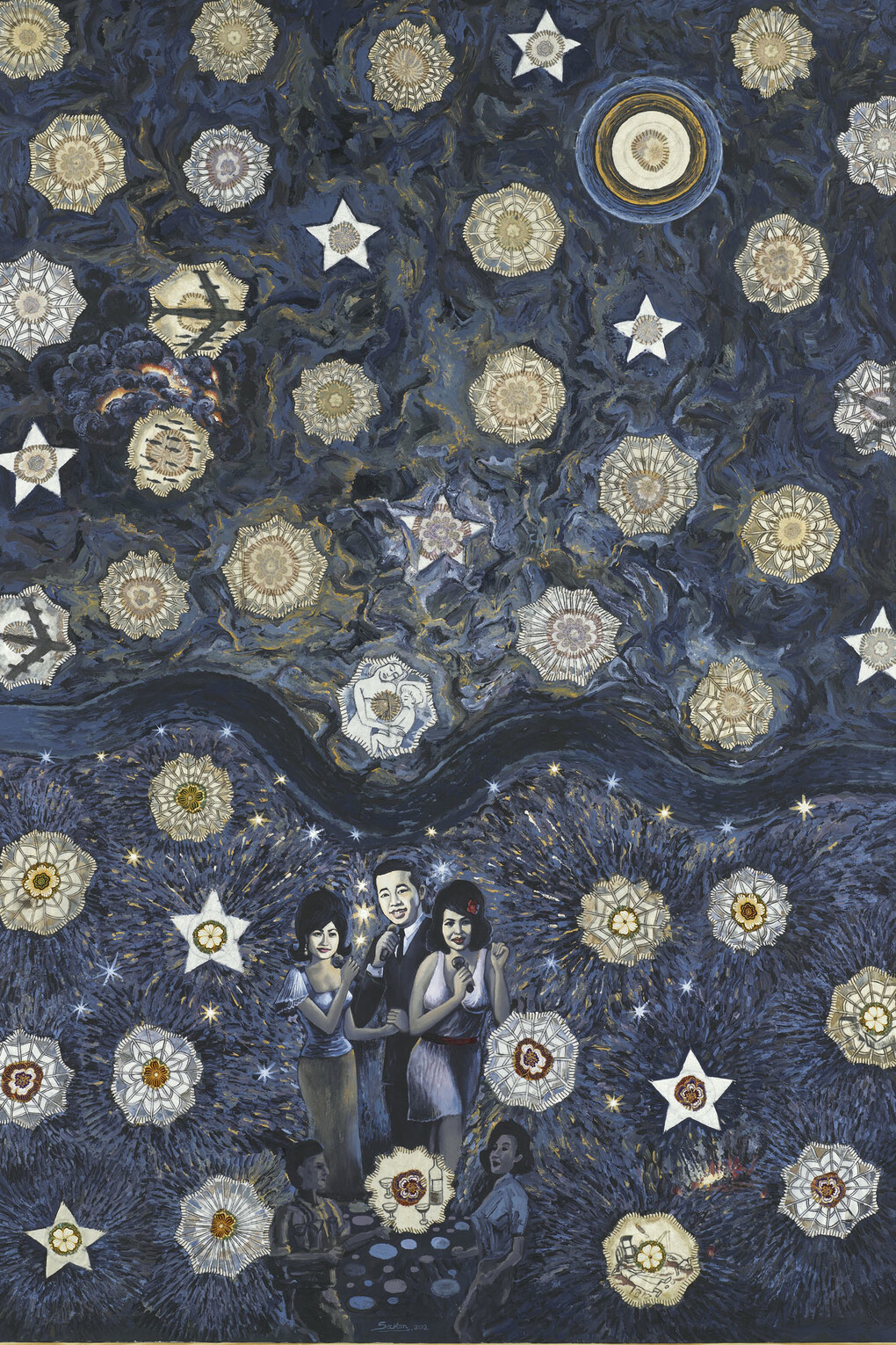 Leang Seckon, Parasol of the Moon, 2012, mixed media on canvas, 200 x 150 cm (79 x 59 in)