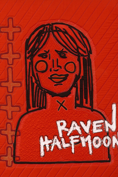 Raven Halfmoon, Silkscreen (Hot red), 2021. Courtesy of Ogden Museum of Southern Art 