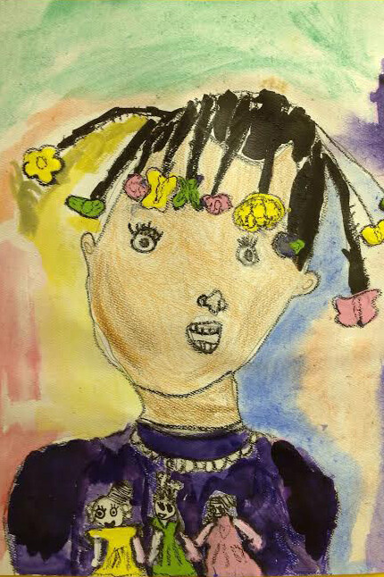 Betheline’s Surprise Birthday Party, Betheline Gay, Age 6, Grade 1, P.S. 312, Brooklyn, Art Teacher: Jennifer Skopp, Watercolor, crayon, and tempera on paper. Courtesy New York City Department of Education
