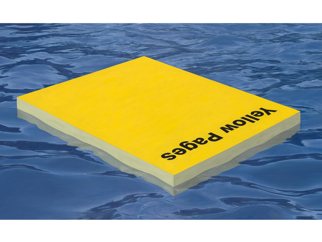 Mathew Cerletty, Yellow Pages, 2015, Oil on linen, 26 x 48 inches (66 x 121.9 cm). Courtesy the artist, Anton Kern Gallery, New York, and Almine Rech Gallery, Paris.