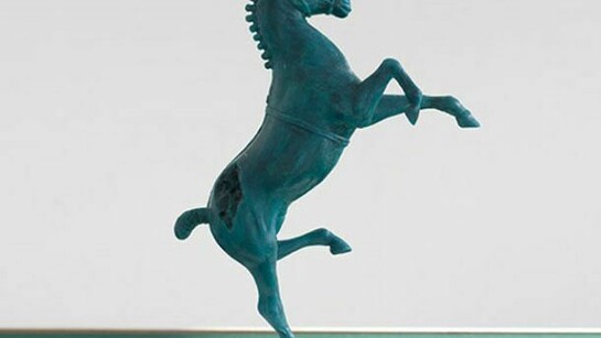 Tom Railton, Chevalier Haquenée, 2013, 1:9 scale proposal model, Verdigris/Encaustic paint, Hainsworth® Standard Holly Baize, Gypsum Plaster, Softwood, Far Eastern Plywood, Copper-coated Mild Steel