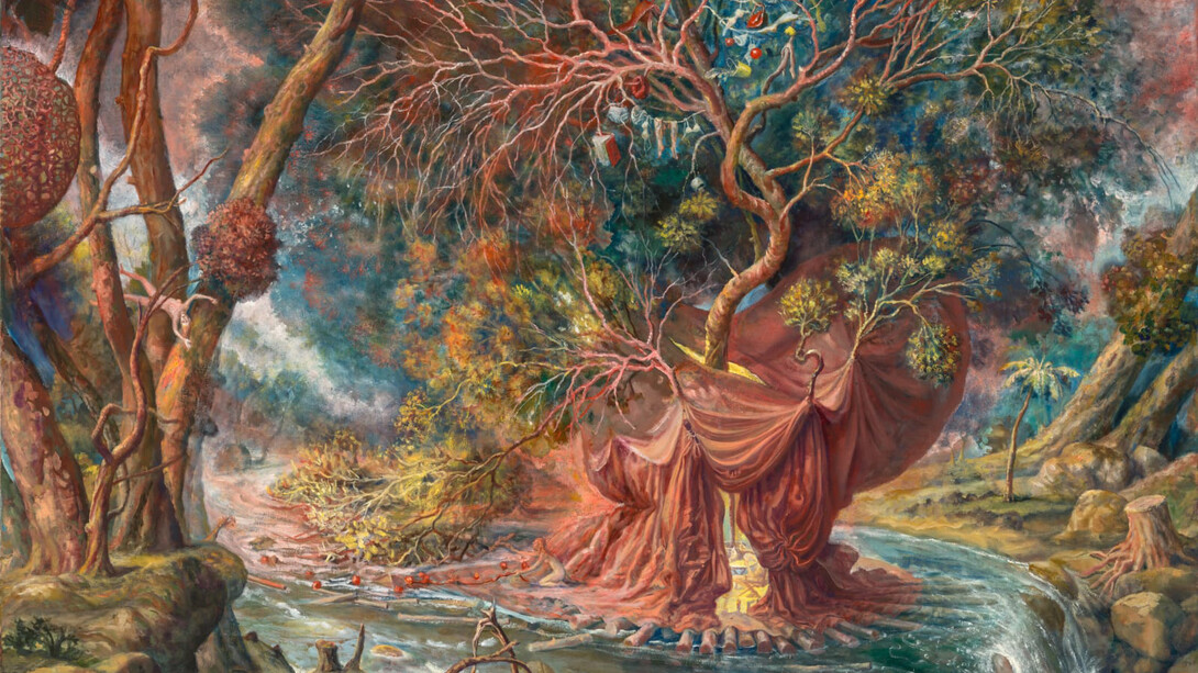 Julie Heffernan, Self-portrait on the brink II, 2024. Courtesy of Catharine Clark Gallery