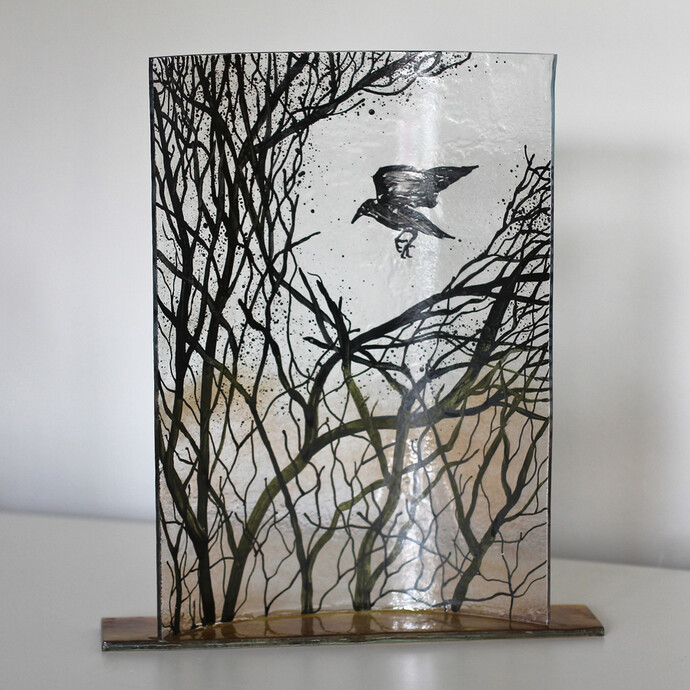 Carrie Paxton, Tall Crow in Trees Glass