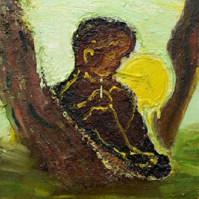 Grant Foster, Chastity and Purity is What We Cherish (detail), oil on board, 21.3 x 18.9 in (54 x 48 cm), 2012