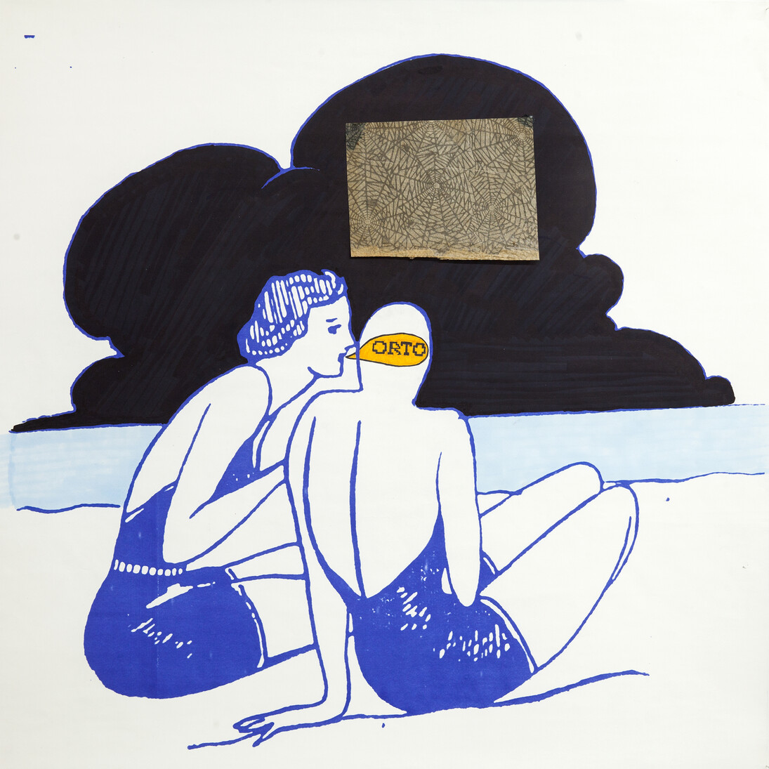 Ramiro Chaves, Secreto, 2014. Mixed media on blueprint, 23 5/8 in. x 23 5/8 in.