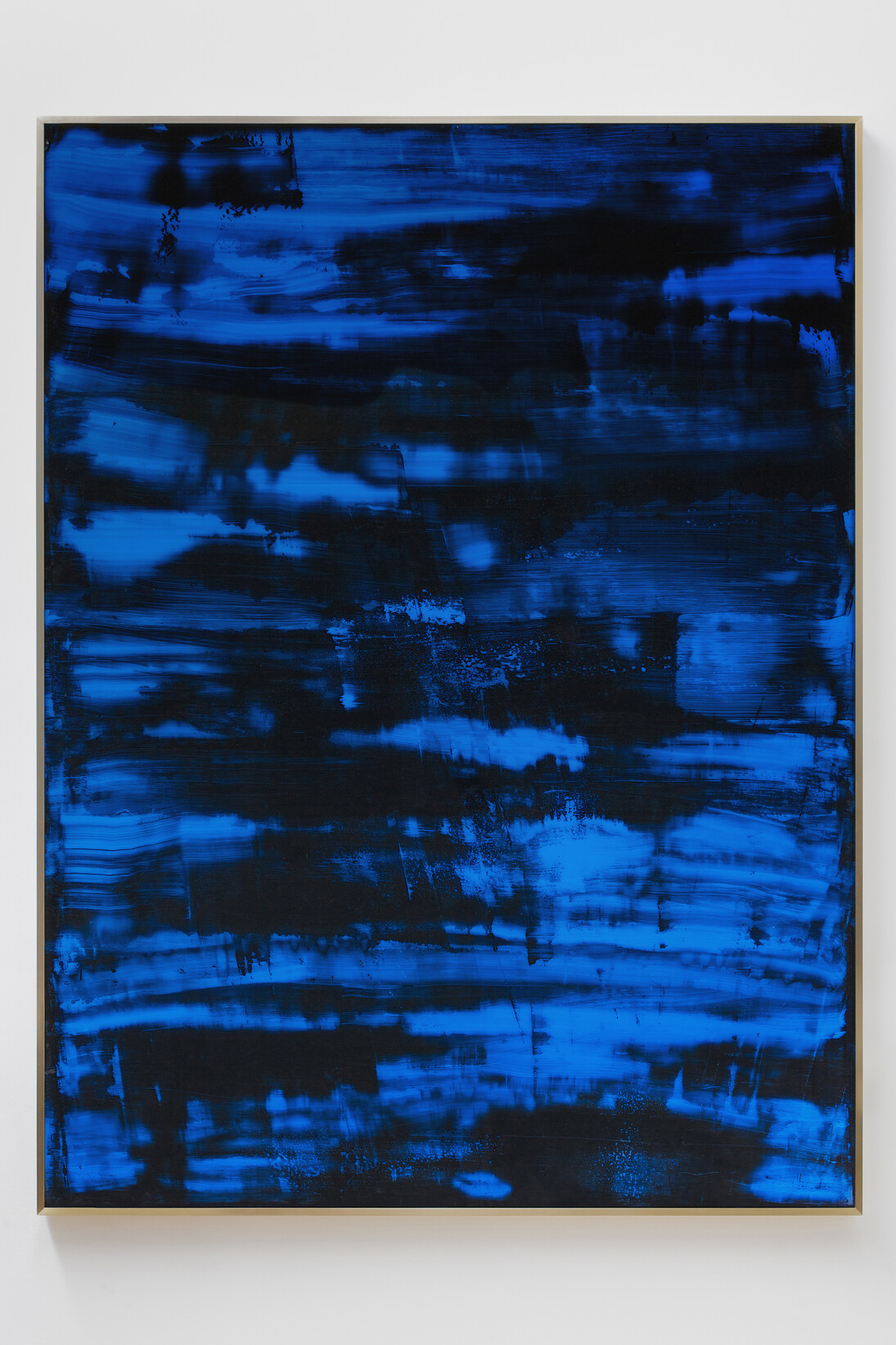 Sam Moyer, Breakers III, 2014, glass, glass paint, plexiglass, and brass frame, 72.5 x 54.5 inches  