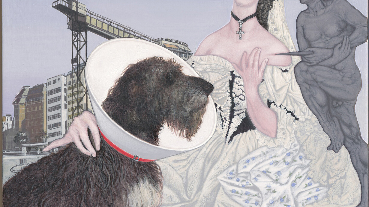 Emmanouil Bitsakis, Elizabethan Collar, 2014, acrylic on wood, 15 x 21 cm, Courtesy Kalfayan Galleries, Athens - Thessaloniki
