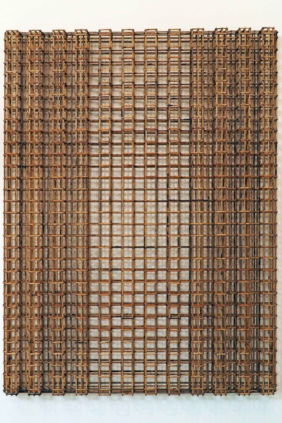 Sopheap Pich, Wall Structure No 2. Bamboo, rattan, wire, 192 x 252 x 21cm, 2015. Courtesy of the artist and Tyler Rollins Fine Art