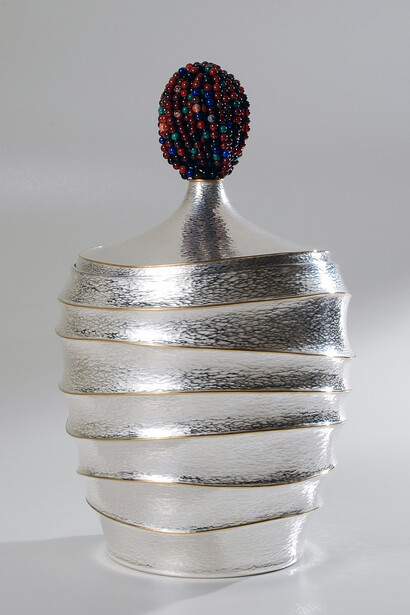 Roland Daraspe, Esturgeon (caviar server), 2010, silver 925 and gold 750, Represented at COLLECT by The French Craft Project