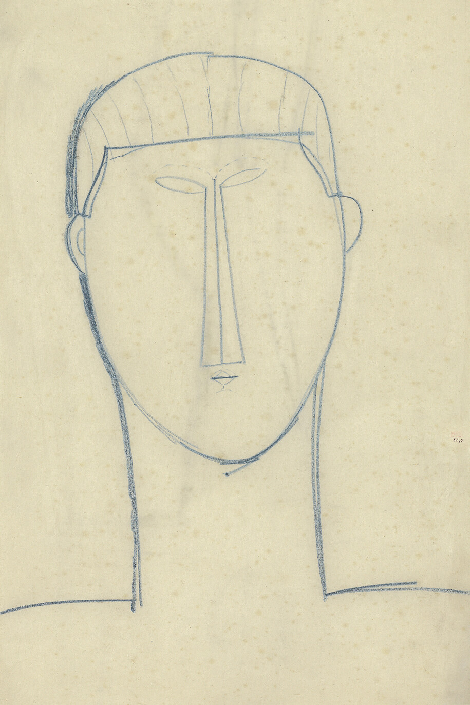 Male Head & Shoulders, c.1911, Blue crayon, 42.8 x 26.7 cm, Courtesy: Richard Nathanson, London