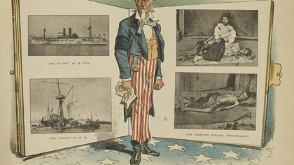 En el litigio con España por Cuba, algunos medios adoptaron una posición sensacionalista publicando noticias y viñetas que podrían ser tachadas de "fake news" con el solo propósito de movilizar a la opinión pública a favor de la guerra