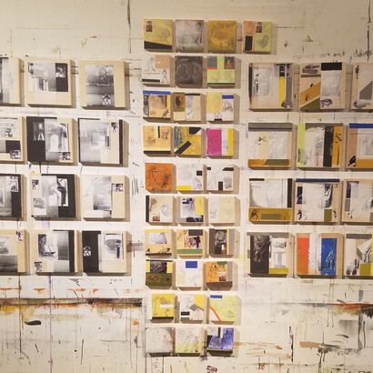 Garth Claassen, Lost and Found / installation, mixed media on multiple birch panels, 2023, 5x5 inches, 8x8 inches. Courtesy the artist and Stewart Gallery